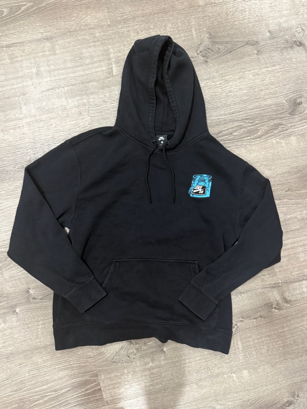Nike Black Hoodie with Teal Chest Graphic